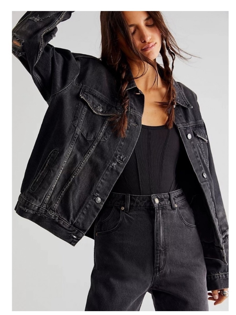 Free People We The Free Jolene Distressed Trucker Jacket